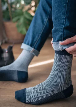 Montlimart CHAUSSETTES COFFRET CHEVRON Marine/Marron/Kaki New