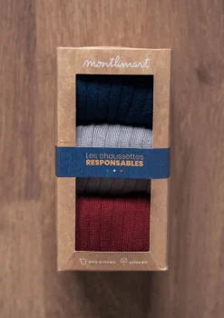 Montlimart CHAUSSETTES COFFRET COTELE Marine/Gris/Bordeaux Fashion