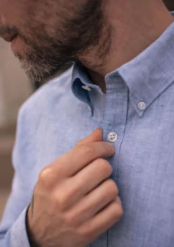 Montlimart CHEMISE CENTRE-LIN BLEU MARINE BleuMarine Fashion