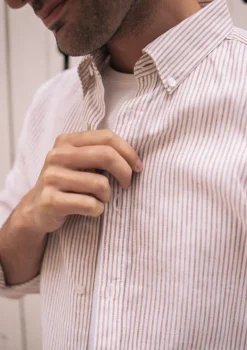 Montlimart CHEMISE CENTRE-LIN TERRACOTTA RAYURES TerracottaRayures Cheap