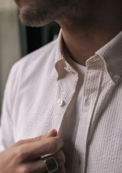 Montlimart CHEMISE CENTRE-VILLE TEXTURE BEIGE RAYURE TextureBeigeRayure Clearance