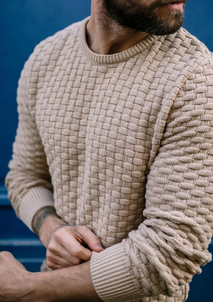 Montlimart PULL DAMIER Beige New